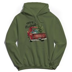 Celebrate the holidays with this fun Men's Merry Chistmas Hoodie. Celebrate the holidays with this fun Men's Merry Chistmas Hoodie. FEATURES Drawstring hood Ribbed hemline Long sleeveFABRIC & CARE Cotton Machine wash Imported Color: Dark Green. Gender: male. Age Group: adult. Material: Fleece|Cotton.