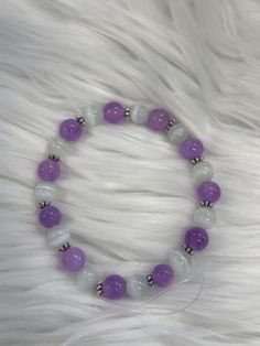 8MM Lavender Amethyst and Selenite Bracelet. Fits 7.75"- 8" wrist White Beaded Amethyst Jewelry, White Amethyst Beaded Bracelets, White Amethyst Beaded Bracelets For Spiritual Style, Handmade White Amethyst Bracelets, White Amethyst Spiritual Beaded Bracelets, White Amethyst Jewelry With 8mm Beads, White Amethyst Round Bead Bracelets, White Amethyst Beaded Bracelets With Natural Stones, White Amethyst Beaded Bracelets As Gift