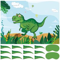 PRICES MAY VARY. Material - Dinosaur party pin game posters and tails made of high-quality coated paper, thick and sturdy, can be used repeatedly Perfect for any occasion - Whether it's a birthday party, family gathering, or school event, Pin The Tail on The Dinosaur party game is a fun and entertaining game for everyone. Poster size - 53*72cm/21*29in, Exquisite dinosaur poster can also be used as home decoration. What You Will Get - 1pc *large Dinosaur poster, 2pcs *blindfold, 24pcs *dinosaur t Girl Dinosaur Party Decorations, Dinosaur Theme Party Decorations, Dinosaur Party Games, Birthday Party Dinosaur, Dinosaur Game, Girl Dinosaur Party, Pin The Tail, Dinosaur Party Decorations, Party Dinosaur