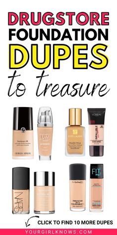 here are the best drugstore makeup Foundation dupes for you Clinique Foundation, Estee Lauder Double Wear Foundation, Mac Foundation, Drugstore Foundation, Best Drugstore Makeup, Clinique Makeup, No Foundation Makeup, Drugstore Makeup, Best Makeup Products