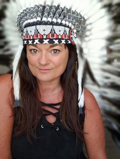 Medium Indian Headdress Replica made with real white green and black rooster feathers Black Scrollword made with white threads This great adult headdress is entirely handmade and truly adorable. Perfect photography prop for your special ocasion. Ties in the back for a perfect fit. This will be precious for your costume, or even room decor. Head circumference: 59 centimeters / 23 inches ✈️ Worldwide shipping 🐤 I only use authentic feathers ⛺️ I guarantee highest quality, 100% hand-crafted White Bohemian Costume Hats And Headpieces For Festivals, Bohemian White Headpiece For Festival, White Bohemian Costume Hat For Festivals, White Ostrich Feather Headpiece With Feather Trim, Adjustable White Feathered Headpiece, White Feathered Costume Hats For Summer, Perfect Photography, Black Rooster, Indian Headdress