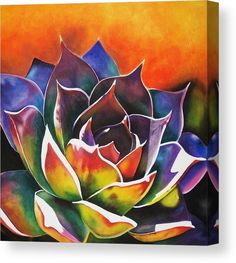 a painting of a colorful flower greeting card