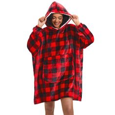 PRICES MAY VARY. Multifunctional Purpose: Our blanket hoodie keeps you warm & cozy while lounging, watching TV, gaming, reading, napping, camping, or engaging in outdoor activities. The oversized design ensures full body coverage and warmth. Material: The hood is designed with additional thickness for extra warmth. Both layers are made of 100% polyester, offering a soft and skin-friendly feel. Professional Design: Our hoodie blanket, featuring a red plaid design good. The large sherpa hood keeps Blanket Sweatshirt, Sweatshirt Blanket, Oversized Blanket, Blanket Sweater, Sherpa Hoodie, Blanket Hoodie, Red Checkered, Hoodie Blanket, Great Gifts For Women