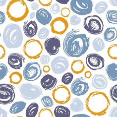 blue and orange circles on white background