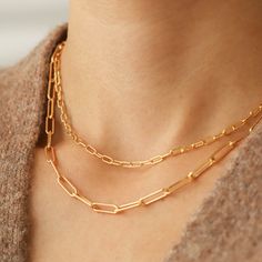 14K gold filled paperclip chain necklaces Paperclip Chain Necklace, Paperclip Necklace, Gold Ribbons, Solid Gold Jewelry, Minimalist Necklace, Gold Filled Jewelry, Everyday Jewelry, Necklace Sizes, Gold Stars