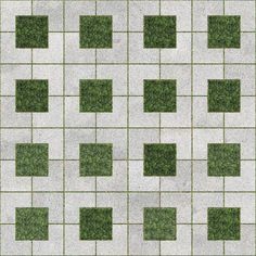 an abstract tile pattern with grass in the center and squares on it's sides