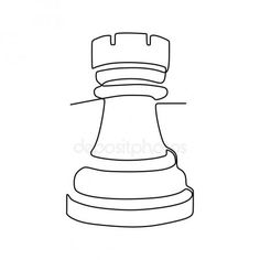 a black and white drawing of a chess piece