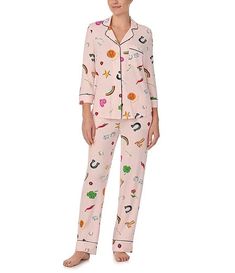 kate spade new york Knit 3/4 Sleeve Notch Collar Lucky Charms Pajama Set | Dillard's Kate Spade Pajamas, So Kate, Perfect Handbag, Lucky Charms, Live Colorfully, Notch Collar, Print Pajamas, Pajama Set Women, Fashion Editor