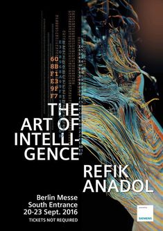 an advertisement for the art of intelil - gence exhibition in berlin, germany