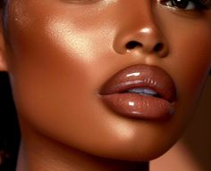 Makeup Looks Lipstick & Lip Gloss, Brown Outline Lips With Gloss, Pretty People Lipstick & Lip Gloss, Black Women Lip Gloss, Metallic Lip Gloss, Everyday Makeup Tutorials, Face Makeup Tips, Hot Honey, Hot Lips