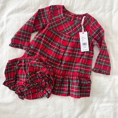 Nwt Vineyard Vines Christmas Plaid Set. Size 12-18 Months. Cotton Festive Holiday Sets, Christmas Cotton Playtime Sets, Christmas Playtime Sets With Long Sleeves, Cotton Sets For Playtime During Holidays, Cotton Playtime Sets For Holiday, Cute Christmas Playtime Sets, Target Romper, Kids Corduroy, Plaid Flannel Dress