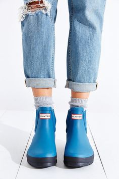 Hunter Boots Chelsea, Blue Dksuko Rain Boots, Hunter Chelsea, Rain Boots Blue, Casual Ankle-high Rain Boots With Rubber Sole, Waterproof Ankle-high Rain Boots, Chelsea Rain Boots, Boating Outfit, Casual Hat