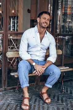 Metrosexual Men Fashion, Beach Outfit Men, Men's Summer Outfit, Mens Summer Outfits, Male Fashion Trends, Mens Fashion Suits