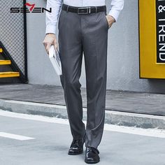 Men's Formal Plaid Dress Pants   Item Type: Full Length Closure Type: Zipper FlyFront Style: Flat Thickness: LightweightLength: Full Length Pant Style: StraightWaist Type: MidFit Type: SkinnyStyle: Formal Black Slim Fit Dress Pants, Mens Plaid Dress Pants, Slim Fit Dress Pants Men, Formal Pant For Men, Mens Fashion Fall Outfits, Dress Pants Men, Fashion Jeans Outfit, Slim Fit Suit Pants, Men's Dress Pants