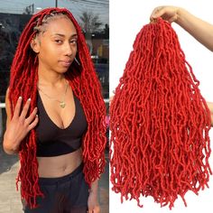 Soft Locs 24 Inch 7 Pack Red Color Faux Locs Crochet Hair Prelooped Color Faux Locs, Hair Extensions For Black Women, Extensions For Black Women, Crochet Braids Hair, Faux Locs Crochet, Soft Locs, Locs Crochet, Braids With Extensions, Crochet Braids Hairstyles