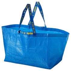 a blue shopping bag with handles and straps