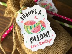 a bag with some watermelon stickers on it