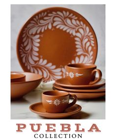 Mexican Porcelain 20-Piece Puebla Dinnerware Set MeXican Artisan Fashion & Design Terracotta Color Decor, Modern Mexican Dinnerware, Mexican Barro Plates, Apartment Decorating Mexican Style, Mexican Cups Design, Mexican Clay Dishes, Mexican Clay Cups, Cute Dinnerware Set, Mexican Ceramic Plates