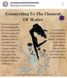 Element Of Water, Reading Chart, Water Witch, Witch Herbs, Wiccan Magic, Elemental Magic, Witch Spirituality, Grimoire Book, Magic Spell Book