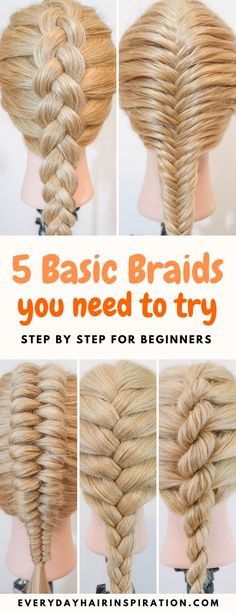 Basic Braids, Braids For Beginners, Cabello Afro Natural, Braiding Your Own Hair, Girl Hair Dos, Everyday Hair, Beautiful Braided Hair, Fishtail Braid