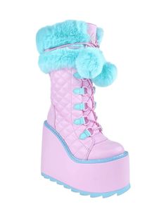 Blue Platform Boots, Pastel Platform Shoes, Emo Boots, 6 Inch Heels, Cute Shoes Heels, Kawaii Shoes, Cute Boots, Crazy Shoes, Pretty Shoes