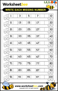 worksheet bee write each missing number