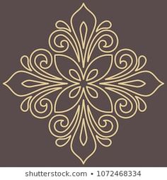 a gold and brown ornamental design on a dark background, with the word's name below it