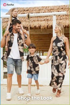 Coordinate in style with PatPat's family matching dresses and beach shirts - the perfect outfits to wear for family vacation, family photos, or just for fun. Explore our collection of family matching styles for every season at patpat.com Hawaiian Clothing, Coordinates Outfits, Halter Dresses, Streetwear For Men, Designer Kids, Hawaiian Outfit, Mommy And Me Outfits, Short Sleeve Tops