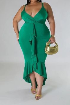 Green Sleeveless Midi Dress With Ruffles, Green Ruched Midi Dress With Asymmetrical Neckline, Fitted Sleeveless Turquoise Midi Dress, Green A-line Midi Dress With Ruched Detail, Green V-neck Midi Dress With Ruffle Hem, Mermaid Midi Dress, Night Out Tops, Dress Stretch, The Zen