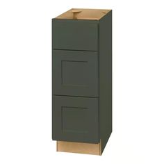 a tall cabinet with two drawers on the bottom and one drawer in the middle, against a white background