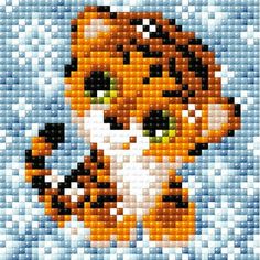 a close up of a cross stitch pattern of a cat