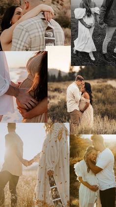 a collage of photos with people in the background and one person holding his arm around another