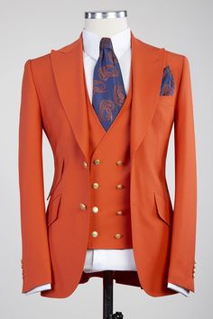 Discover Bradford Fashion Orange Peaked Lapel Three Pieces Men Suits with allabousuit. Shop for a range of Orange Peaked Lapel men's suits for every occasion with rush order service in cheap price. Suit For Man, Orange Suit, Suits Prom, Girls Dress Shop, Mother Daughter Dress, Pieces Men, Business Event, Orange Jacket, Men Suit