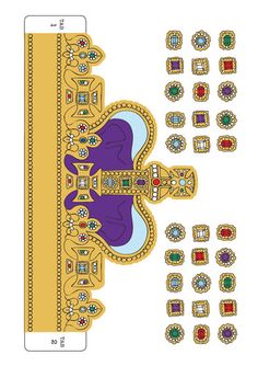 an ornate design with many different colors and designs on the side, including gold trimmings