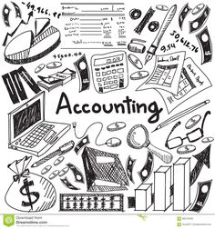 hand drawn doodle style illustration of business and finance items with the word'accounting '