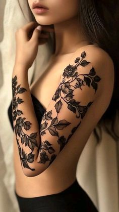 Writer Tattoo, Empowering Tattoos, Engraving Tattoo, Wicked Tattoos, Hip Tattoos Women, Shoulder Arm Tattoos, Flower Tattoo Shoulder, Vine Tattoos, Back Tattoo Women