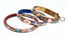 Three Maroon Red Cloisonne Bangles Enamel Bracelets Blue Green - Etsy Enamel Bracelets, Bracelet Stacking, Enamel Bangle, Crystal Bangle, Maroon Red, Cloisonne Enamel, Funky Jewelry, Enamel Bracelet, Rhinestone Bracelet