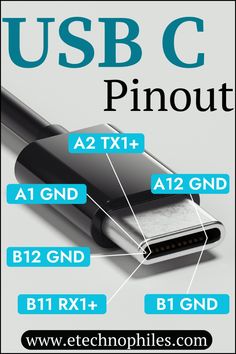 the usb c pinout is labeled with information