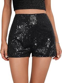 Blazer E Short, Glitter Shorts, Short Noir, Metallic Shorts, Patchwork Shorts, Glitter Party, Sequin Shorts, Mini Short