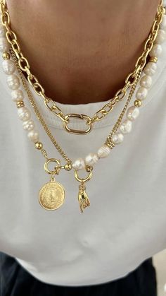 Dope Jewelry, Chunky Jewelry, Classy Jewelry, Jewelry Essentials, Stacked Jewelry, Girly Jewelry, 가을 패션, Jewelry Inspo