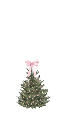 a small christmas tree with pink bows on it