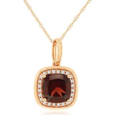 Royal 14K Rose Gold Garnet & Diamond Pendant - 1.5 Carat Garnet, 0.08 Carat Diamond Formal Rose Gold Diamond Necklace, Elegant Rose Gold Diamond Necklace With Gemstones, Elegant Formal Diamond Necklace With Halo Setting, Elegant Diamond Necklace With Halo Setting For Formal Occasions, Elegant Red Diamond Necklace For Formal Occasions, Formal Rose Gold Diamond Necklace With Gemstone, Rose Gold Diamond Necklace With Gemstone For Formal Occasions, 14k Rose Gold Jewelry, Diamond Birthstone