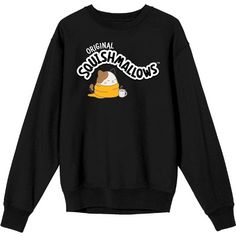 Cam the Cat is sure to keep you cozy in this adorable oversized sweatshirt from Squishmallows! This fun sweatshirt showcases a large, colorful graphic of Cam and the Squishmallows logo on the front. This crewneck sweatshirt is made of high-quality cotton fleece, and is professionally hand-printed to ensure long-lasting color and print quality. It can be machine washed in cold water with like colors, and tumble dried on low for easy and convenient care. The Squishmallows Cam the Cat Juniors Black Squishmallows Cam, Style Sweatshirt, Fun Sweatshirts, Sweatshirt Fabric, Oversized Top, Branded Sweatshirts, Cotton Fleece, Oversized Sweatshirt, Pullover Styling