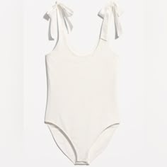 Brand New With Tags White Bodysuit With Tie Straps! No Flaws - Just Too Big On Me. Fits Like A S/M. Summer Beach Cotton Bodysuit, Cotton Fitted Bodysuit For Vacation, Fitted Cotton Bodysuit For Vacation, White Summer Bodysuit For A Day Out, White Bodysuit For Summer Day Out, White Bodysuit Outfit, Navy Bodysuit, Bodysuit Outfit, Body Suit Outfits