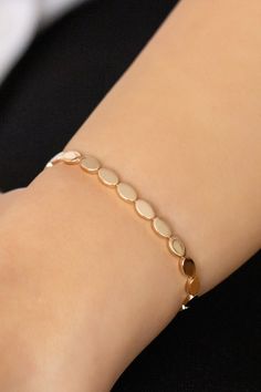 "Unique Design Gold Oval Chain Bracelet, 14k Gold Oval Links Minimalist Fine Jewelry Dainty Bracelet, Valentines day Gift for Her Gold Oval chain bracelet is presence will make a difference on your wrist with its special design. It is suitable for daily use as well as for special occasions. More details; Our product is 5.55 gr in weight and 17 cm in length. There may be +/- 0.15 change in gram information due to production. Your products will be shipped with free shipping UPS express within 1-3 Real Gold Bracelet, Bracelet Valentines, Evil Eye Necklace Gold, Jewelry Dainty, Dainty Bracelet, Stylish Bracelet, Valentines Day Gifts For Her, Dainty Bracelets, Evil Eye Necklace