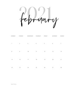 a calendar with the word february written on it