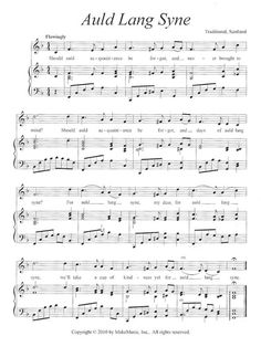 sheet music with the words,'auld lang syne '