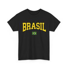 Show your love for Brazil with our "Brazil T Shirt Women Men Kids | Brasil Brazilian Flag Green T-Shirt"! Perfect for fans of Brazilian culture, sports enthusiasts, and anyone who wants to celebrate the vibrant spirit of Brazil, this tee features a bold design that makes it a standout piece for any casual wardrobe. Sports Fan T-shirt With Screen Print And Crew Neck, Sports Fan T-shirt With Letter Print And Crew Neck, Basic Crew Neck T-shirt For Sports Season, Sports Fan T-shirt With Text Print For Streetwear, Sports Fan T-shirt, Pre-shrunk, Sports Fan Apparel T-shirt With Text Print, Sports Season Fan Merchandise Text Print T-shirt, Sports Fan T-shirt With Logo Print For Streetwear, Basic T-shirt With Letter Print For Sports Season