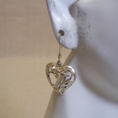 Sterling Openwork Heart Pierced Earrings Formal Heart-shaped Earrings For Pierced Ears, Elegant Pierced Heart Earrings, Pierced Heart Earrings For Anniversary, Heart-shaped Filigree Jewelry, Heart Shaped Filigree Jewelry, Wedding Double Heart Pierced Earrings, Open Heart Earrings For Wedding And Mother's Day, Open Heart Wedding Earrings For Mother's Day, Valentine's Day White Gold Heart Earrings For Pierced Ears