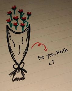 a drawing of a bunch of flowers with the words for you, kathy on it